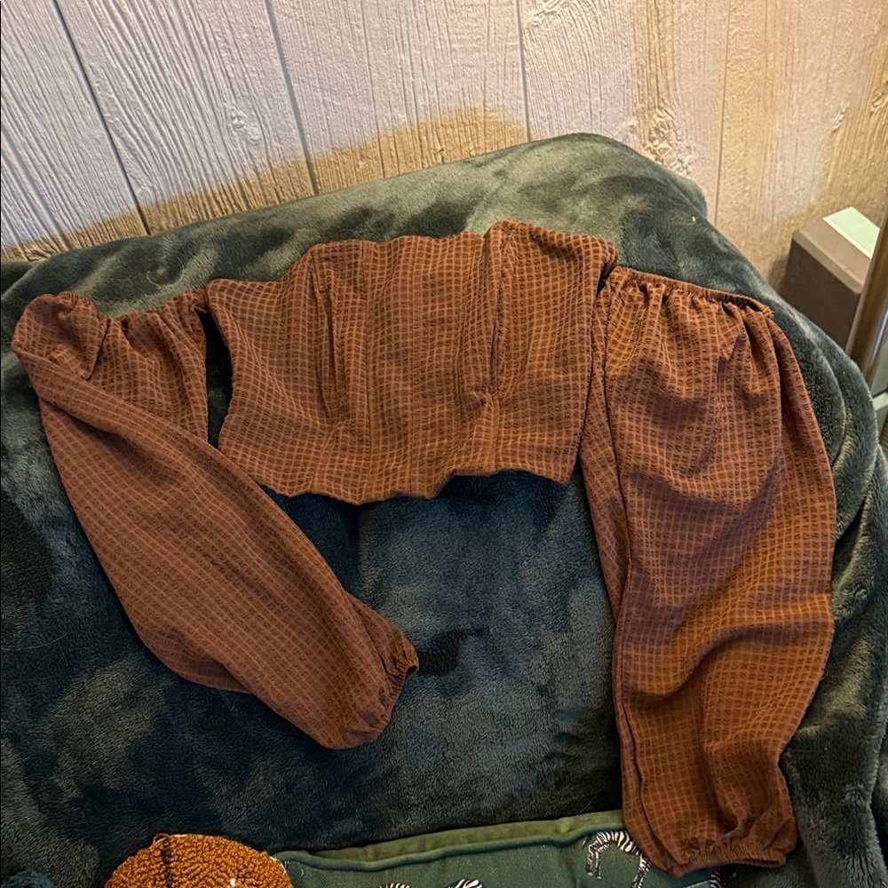Wild Fable Brown Off-Shoulder Top